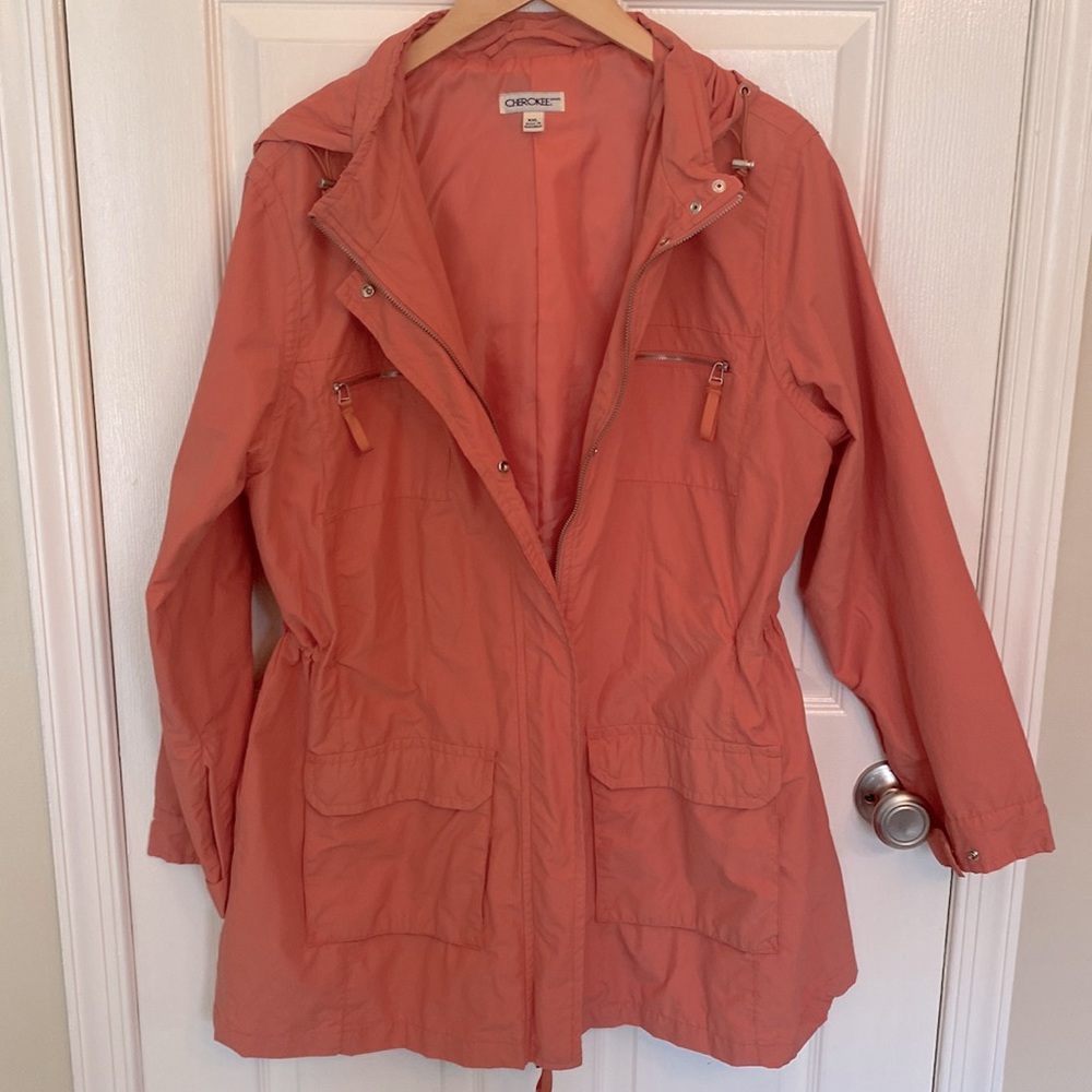 Cherokee Light Rain Jacket Utility trench coat XXL 2xl Peach